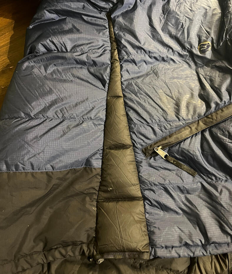 Panels sewn into sides of parka to add space around waist
